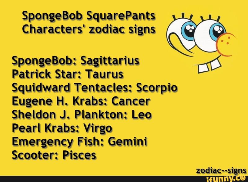 SpongeBob SquarePants Characters' zodiac signs SpongeBob Sagittarius