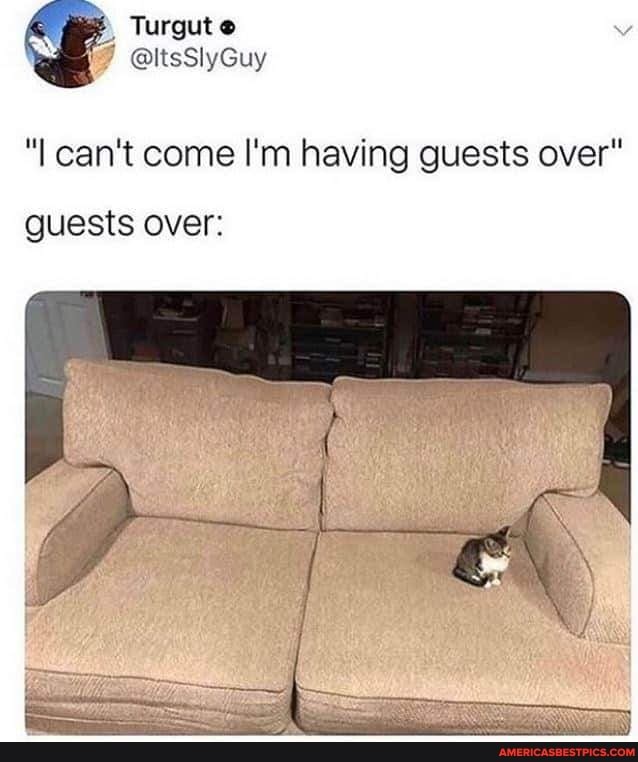 "I can't come I'm having guests over"
guests over: