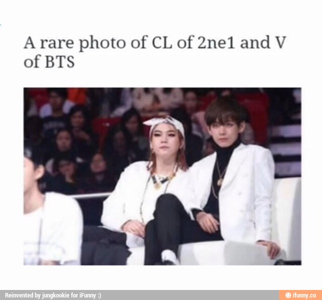 A rare photo of CL onnel and V Of BTS - )