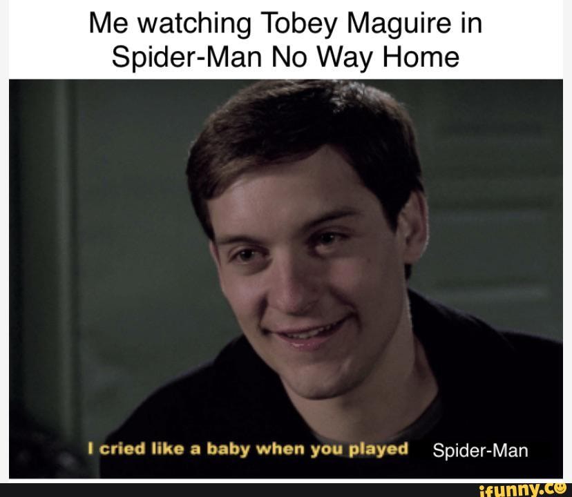 Me watching Tobey Maguire in Spider-Man No Way Home cried like a baby ...