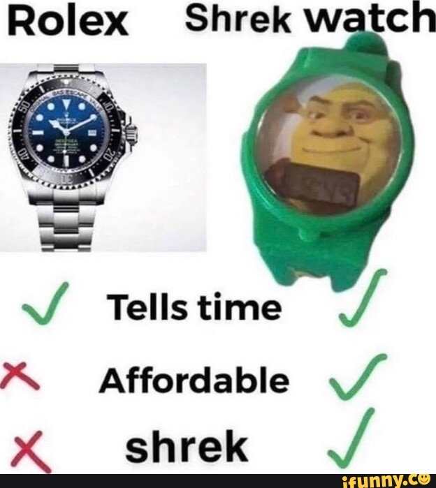 Rolex Shrek watch Tells time Affordable shrek - iFunny