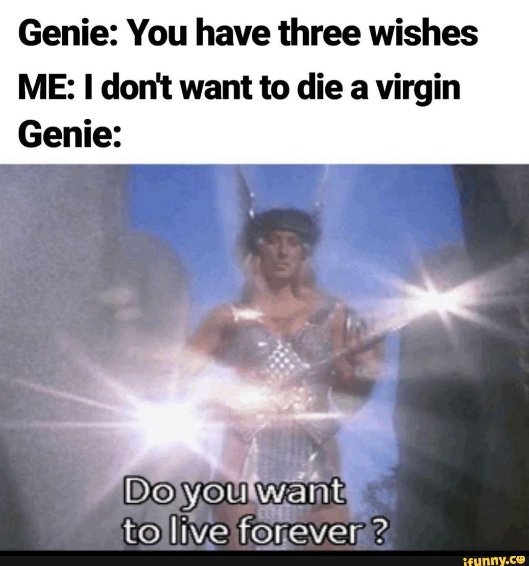 Genie You Have Three Wishes Me I Don T Want To Die A Virgin Genie Dolyoulwant Tollive Forever Ifunny