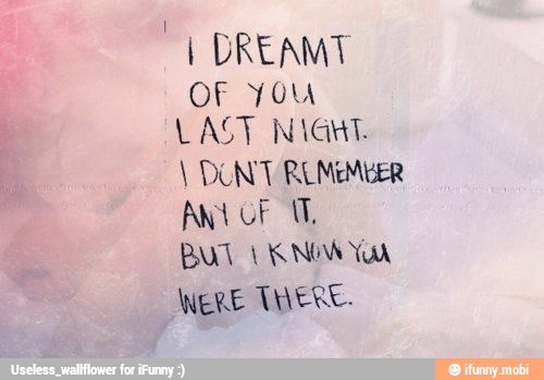 DREAMT
OF YOU
LAST NIGHT.
I DONT REMEMBER
Bud LK NON UA
WERE THERE.