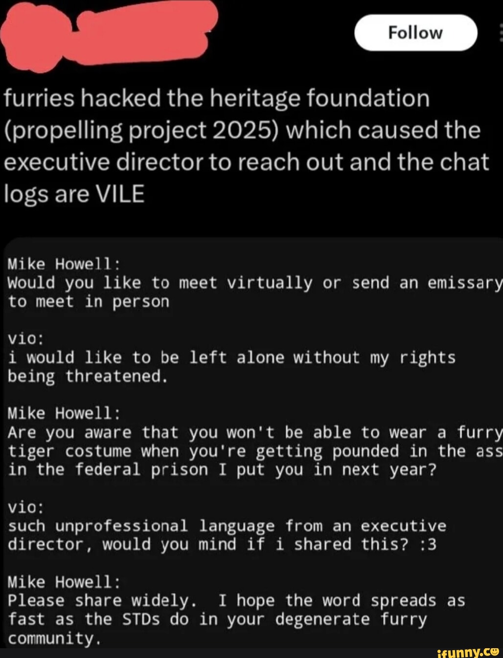 Follow furries hacked the heritage foundation (propelling project 2025