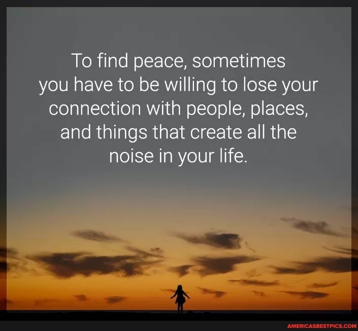 To find peace, sometimes you have to be willing to lose your connection with people, places, and things that create all the noise in your life.