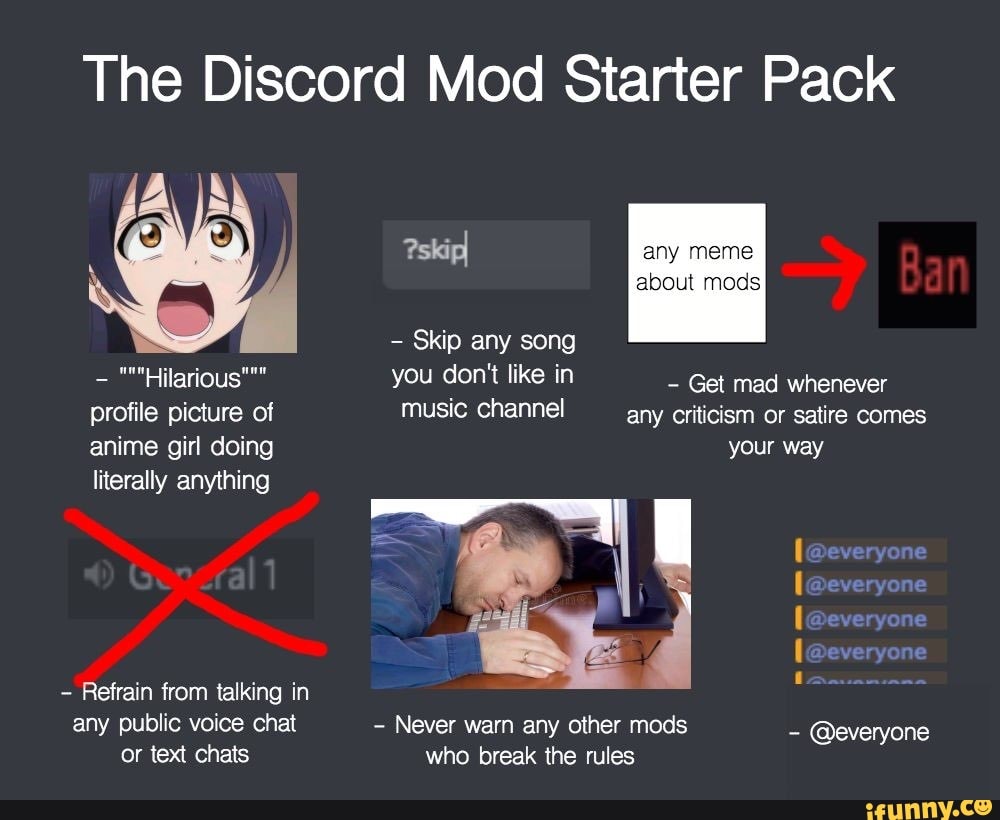 The Discord Mod Starter Pack ?skip any meme about mods Skip any song - Hita...