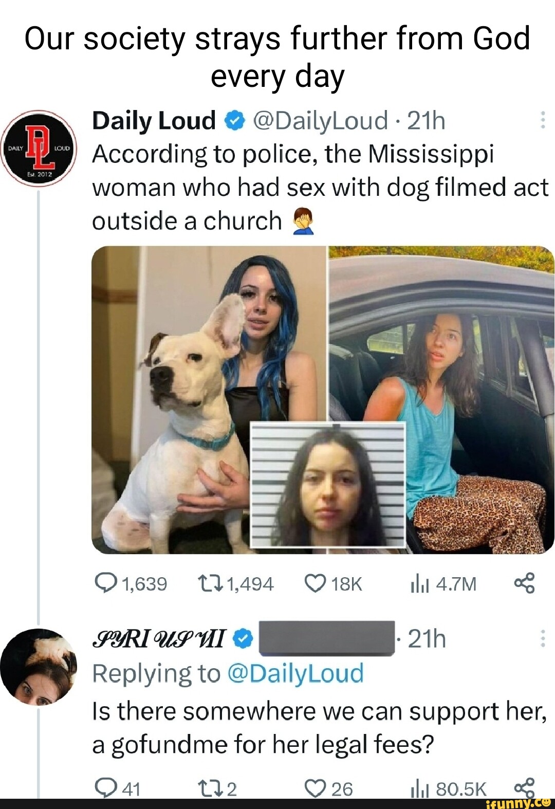 Our society strays further from God every day Daily Loud @ @DailyLoud -  According to police, the Mississippi