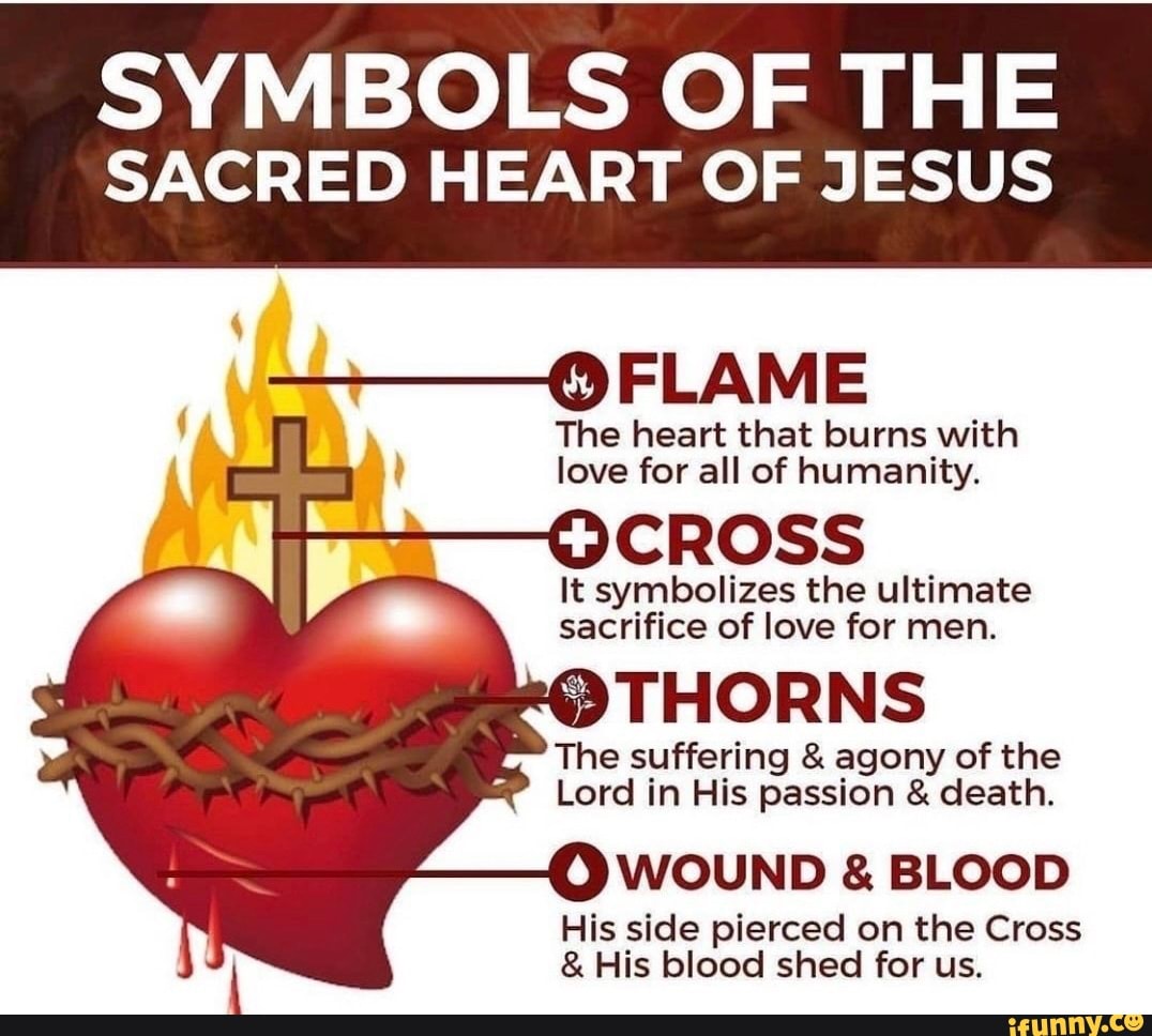 SYMBOLS OF THE SACRED HEART OF JESUS OF LAME that burns with The heart