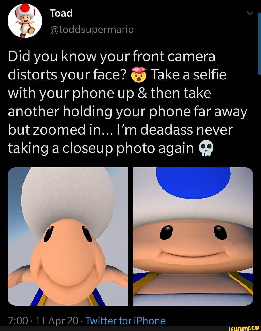 Did you know your front camera distorts your face? Take aselfie with