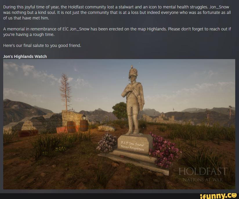 During this joyful time of year, the Holdfast community lost a stalwart