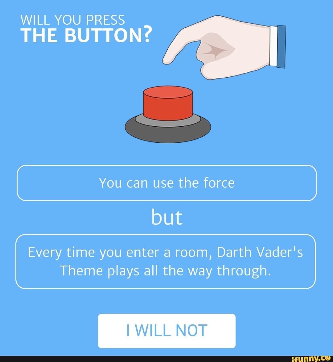 THE BUTTON?
Every time you enter a room, Darth Vader's
Theme plays all the way through.
I WILL NOT