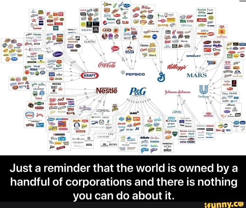 Just a reminder that the world is owned by a
handful of corporations and there is nothing
you can do about it.