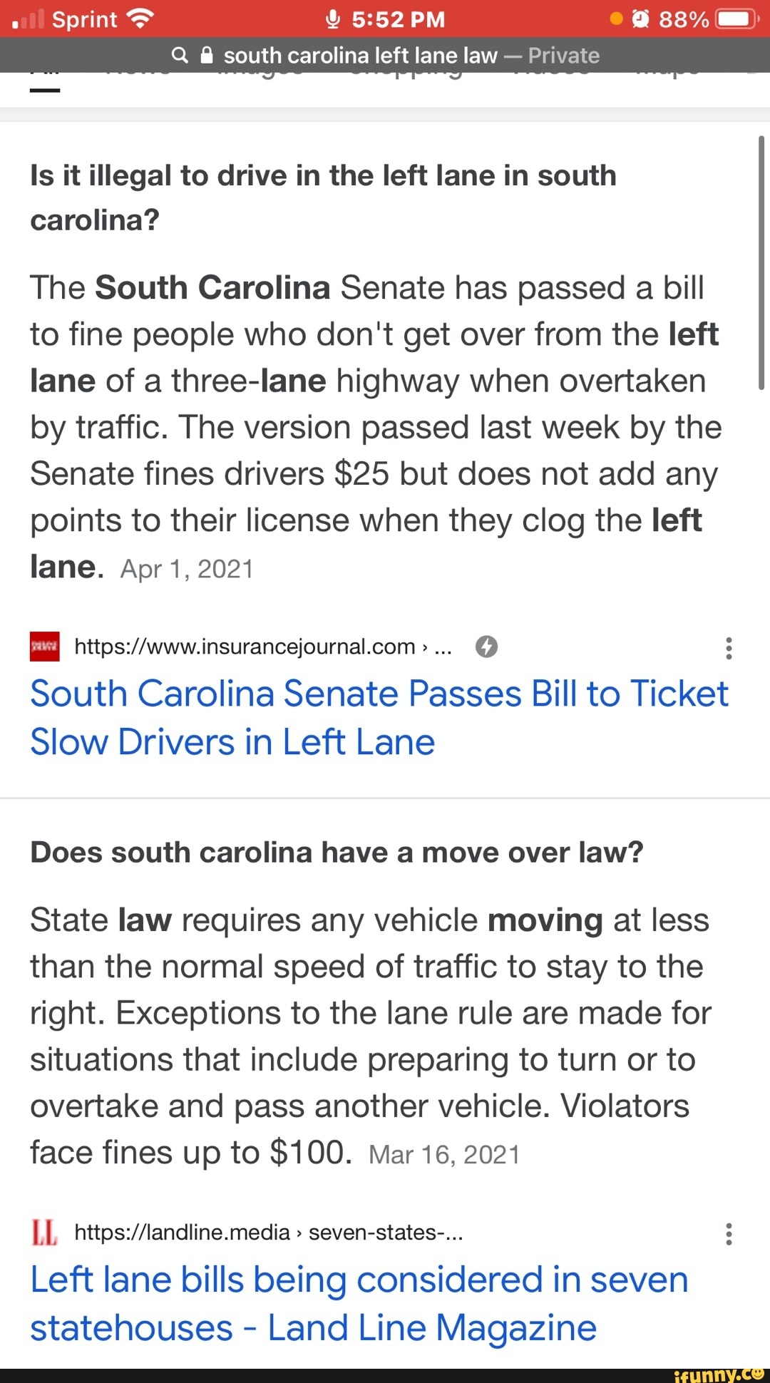 Sprint south carolina left lane law Private Is it illegal to drive in