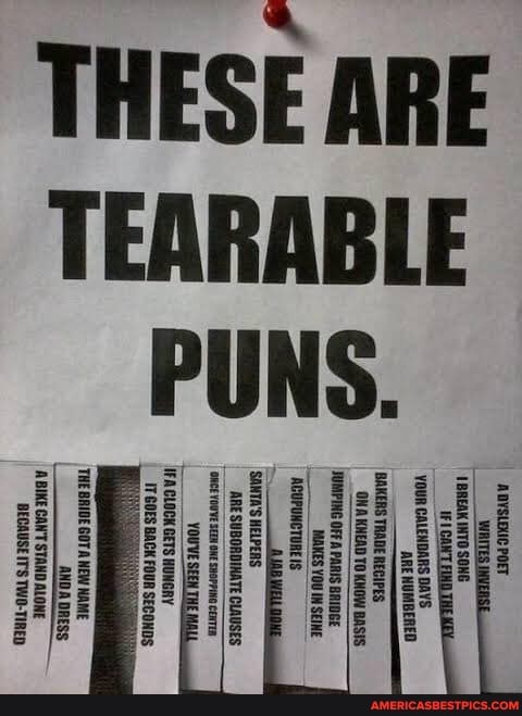 THESE ARE TEARABLE PUNS.