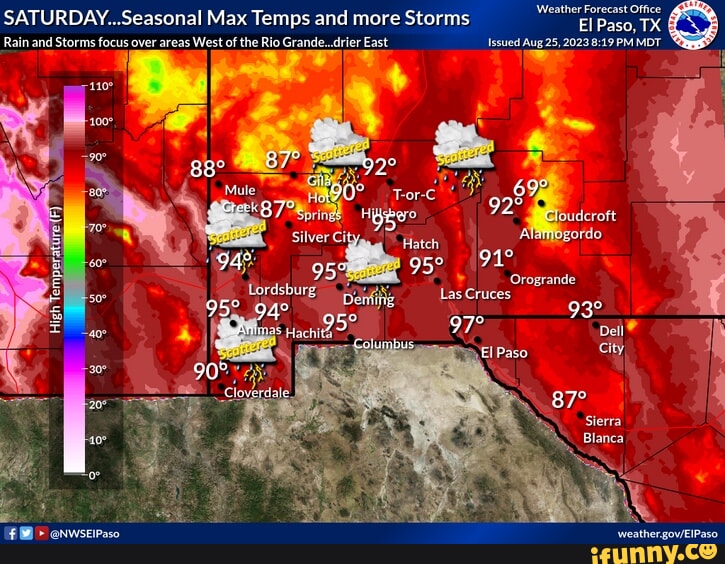 Weather Forecast Office Seasonal Max Temps and more Storms EI Paso, TX