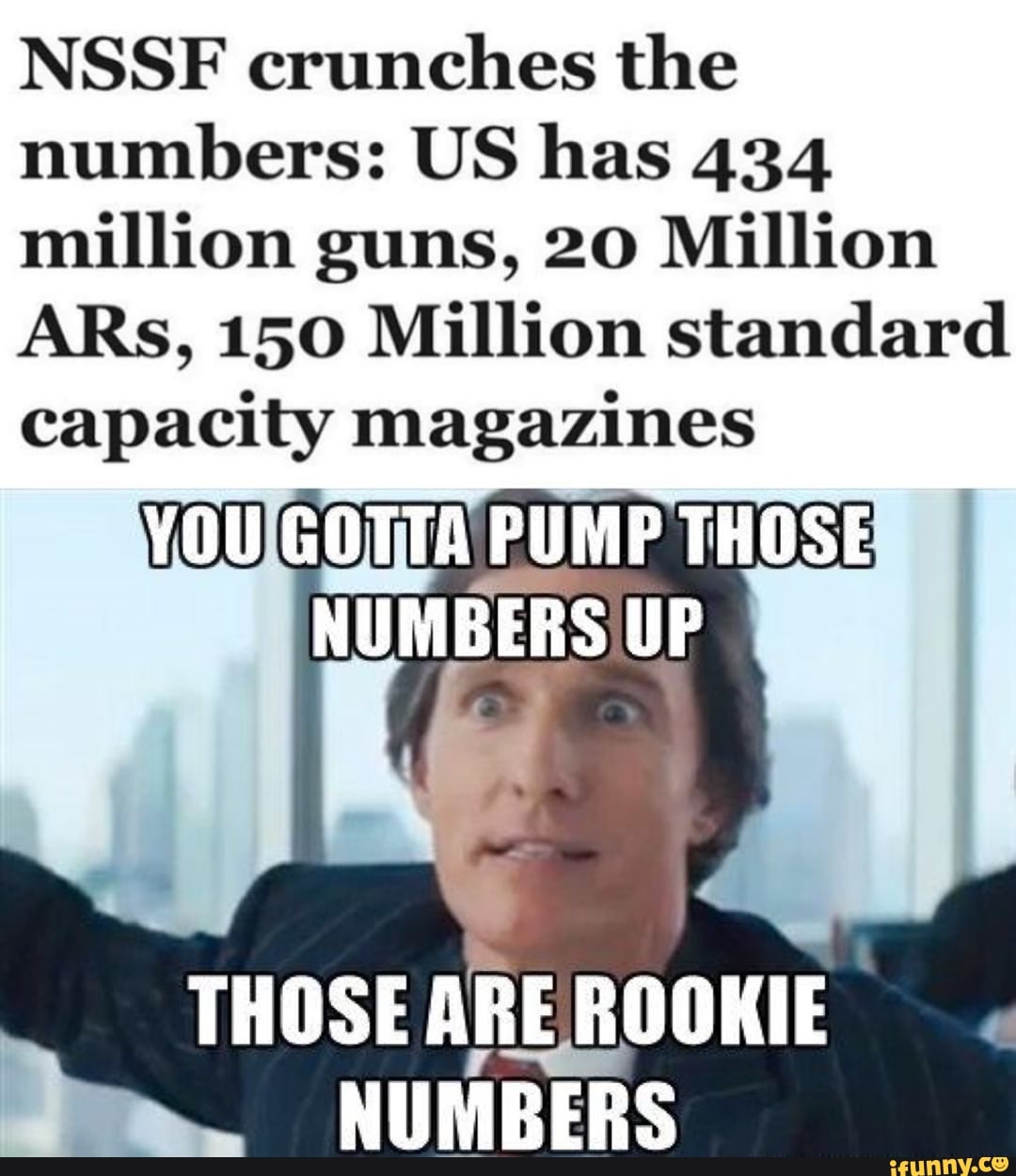 Nssf Crunches The Numbers Us Has 434 Million Guns 20 Million Ars 150 Million Standard Capacity You Gotta Pump Those Numbers Up Those Are Rookie Numbers