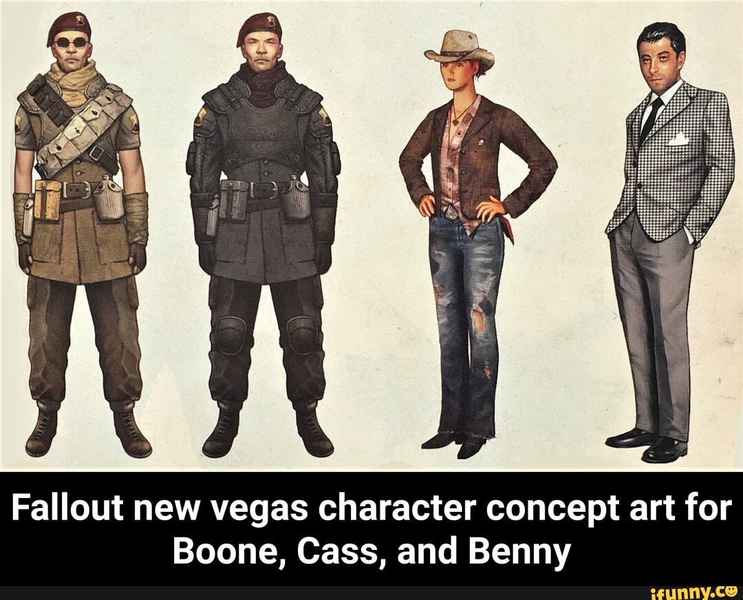 Fallout new vegas character concept art for Boone, Cass, and Benny - Fallout  new vegas character concept art for Boone, Cass, and Benny - iFunny