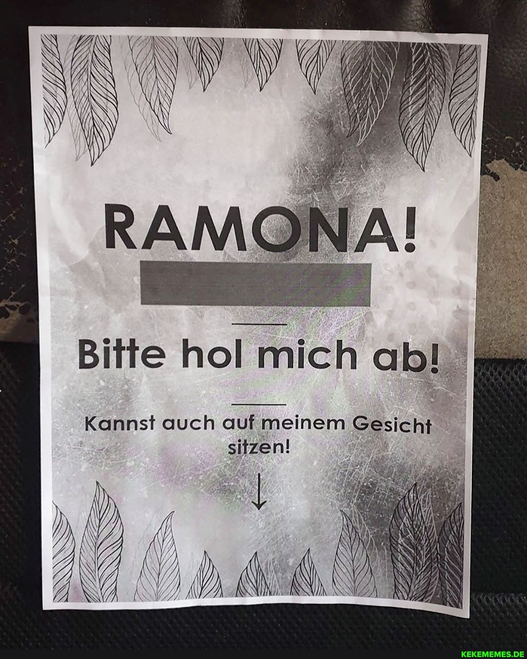 Bitte hol mich ab.
Kannst auch auf meinem Gesicht sitzen!
MM
