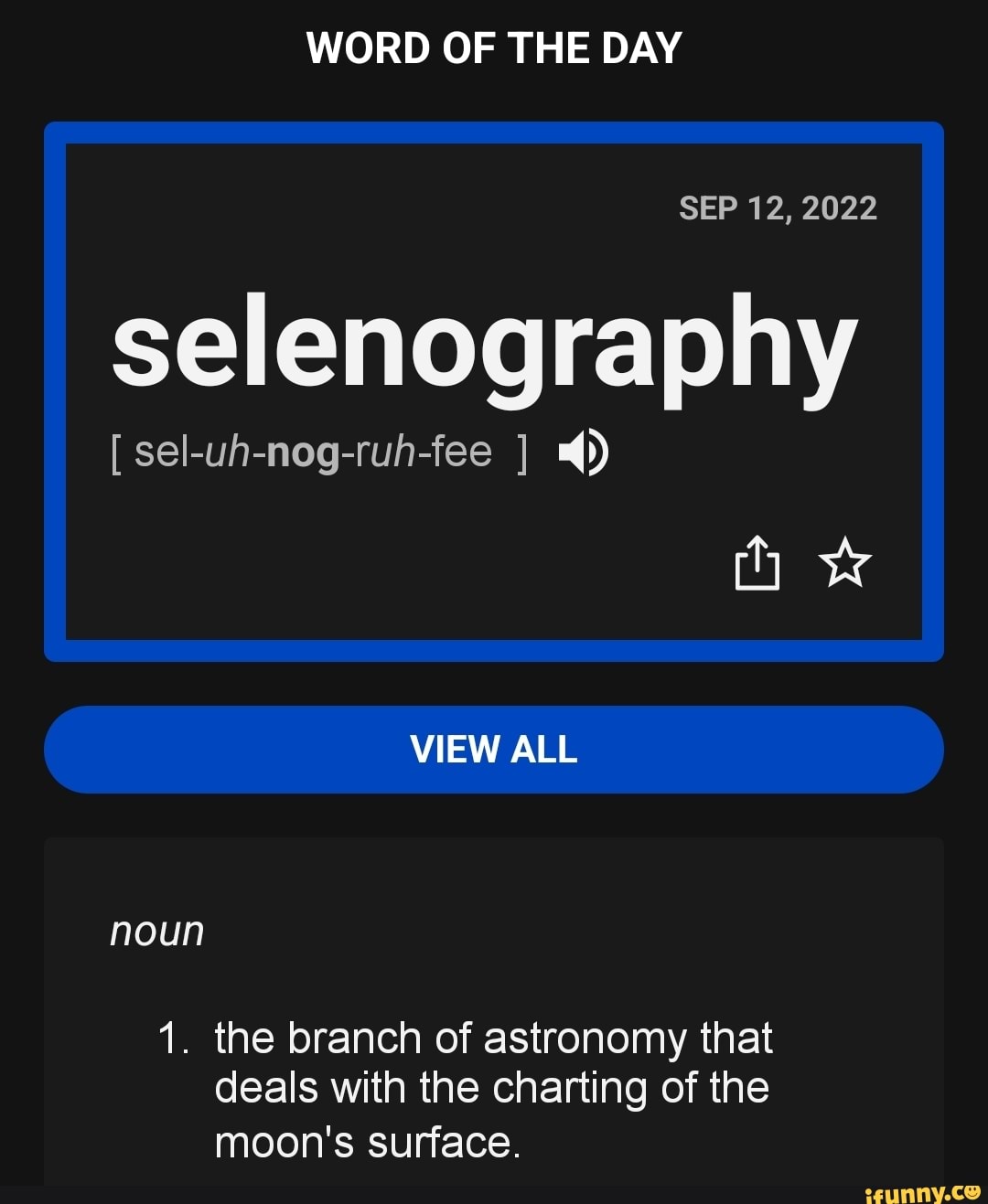 SS WORD OF THE DAY [ sel-uh-nog-ruh-fee J noun VIEW ALL SEP 12, 2022 ww ...