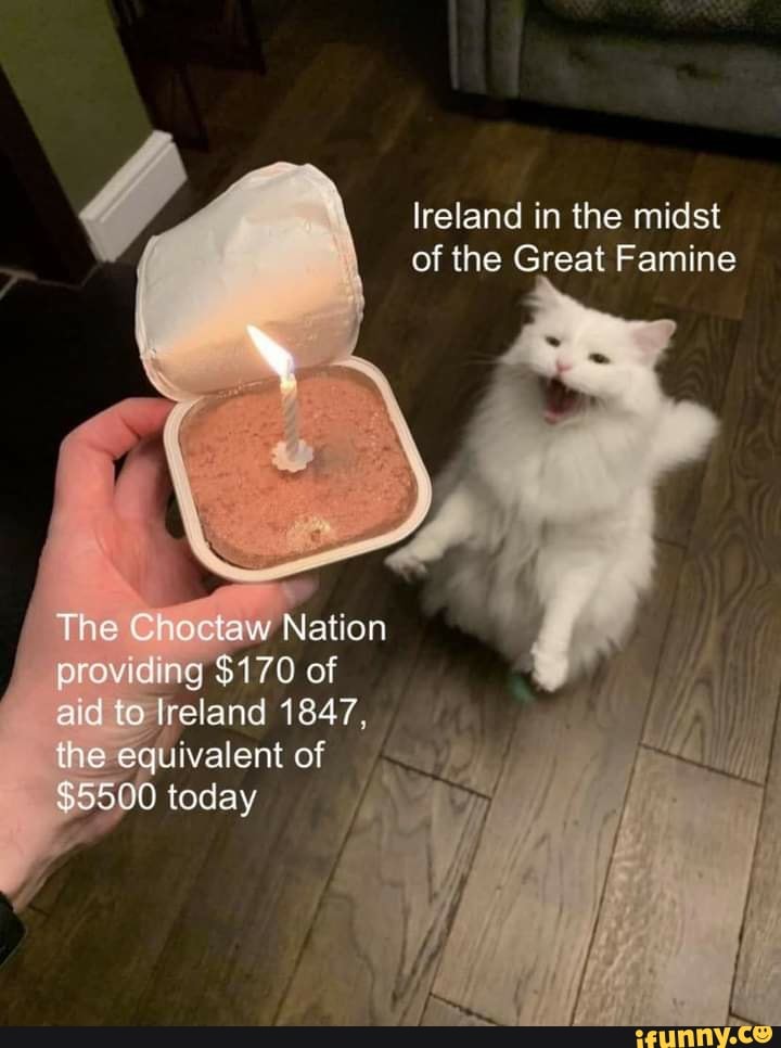 Meme Choctaw Ridge Ireland in the midst \ of the Great Famine The Choctaw Nation providing ...