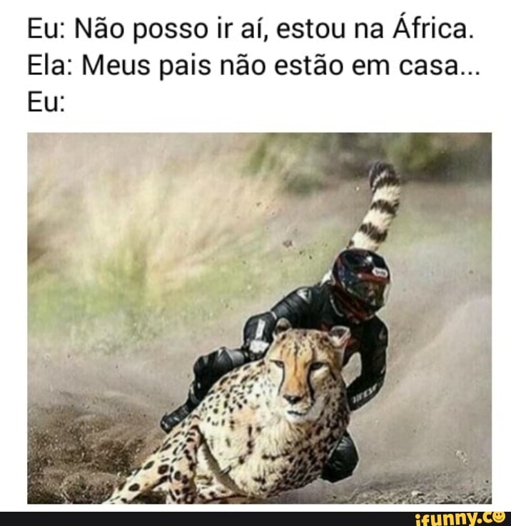 Eu: Não posso ir aí, estou na
África.
Ela: Meus pais não estão em casa...