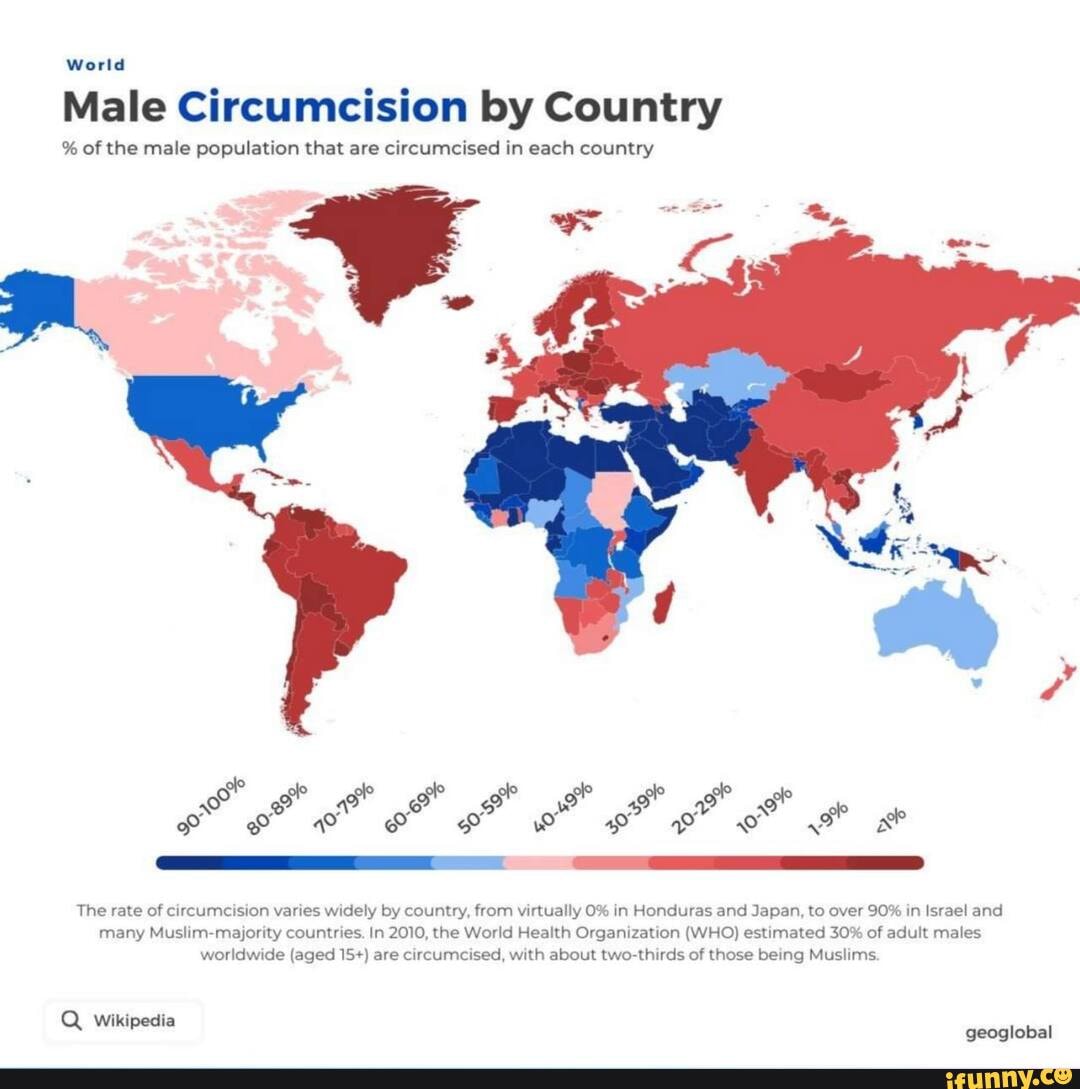 World Male Circumcision by Country % of the male population that are ...