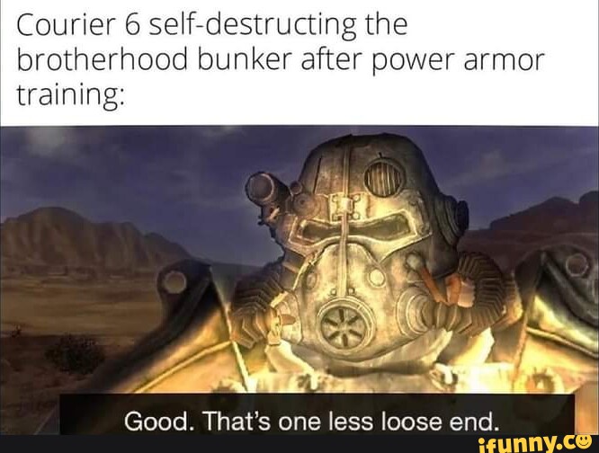 Courier 6 self-destructing the brotherhood bunker after power armor ...