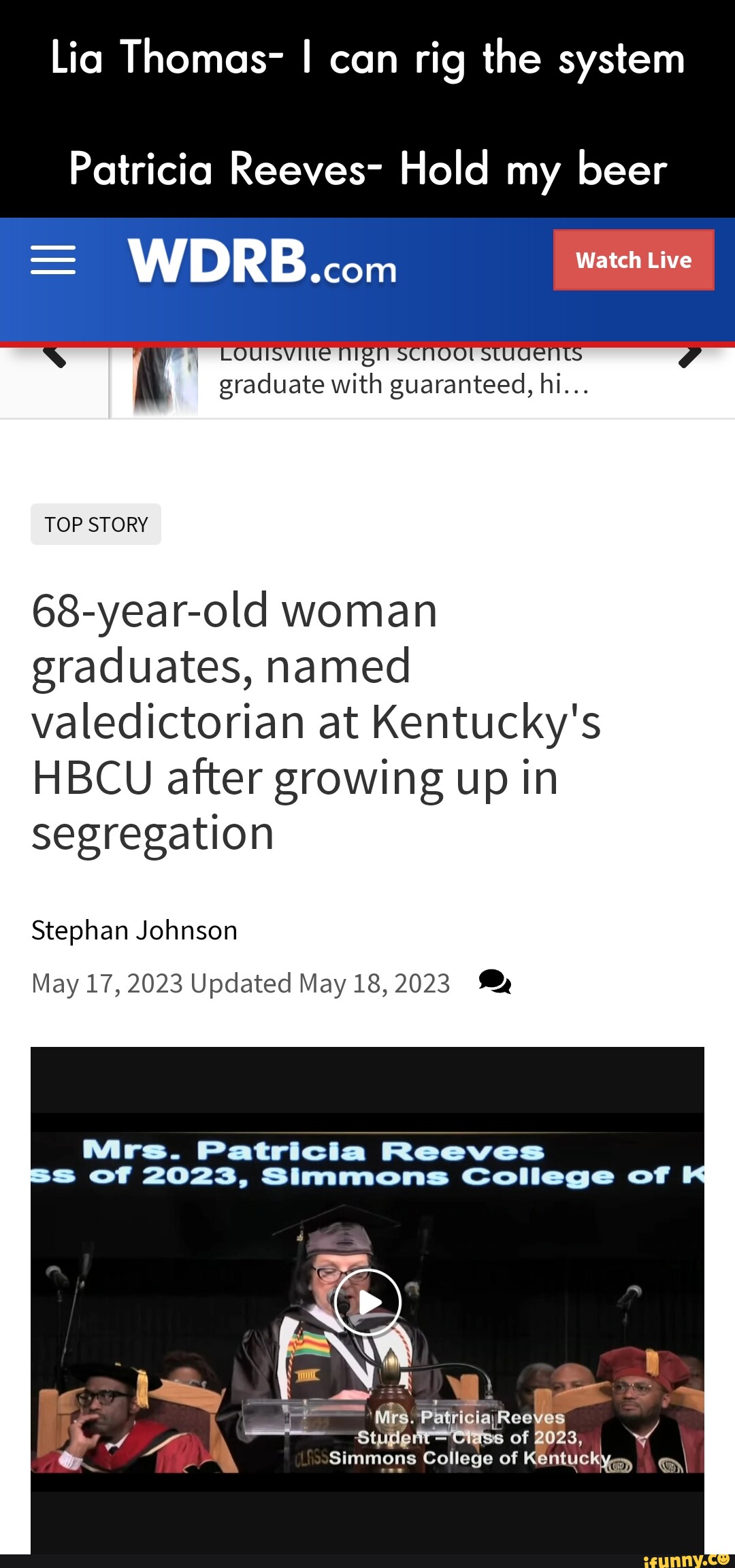 Rig Reeves Lia Thomas- I can rig the system Patricia Reeves- Hold my beer WDRB..om ...