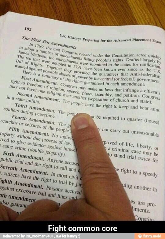 people's rights. largely by
Soph
ition, a
have
o the abuse
PPOVided
the guarantees that, Anti Federaliyy the Power by the central (or federal) overnmen, Cont
guaranteed in each amendmen
may make
pres
The
peop
tis
no laws that infringe a citizen',
assembly, and petition. Congres, er (Separation of church and statey
le have the right to keep and
bear
arms
gt be required to quarter (house)
yf erry out unreasonable
Stand trial twice for
Fight common core