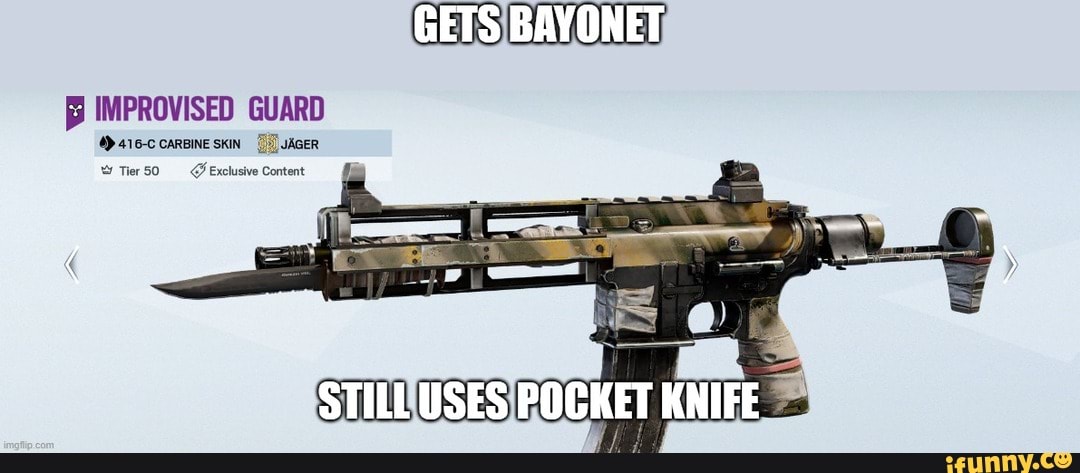 GETS BAYONET; IMPROVISED GUARD 416-C CARBINE SKIN JAGER Tier 50 ...