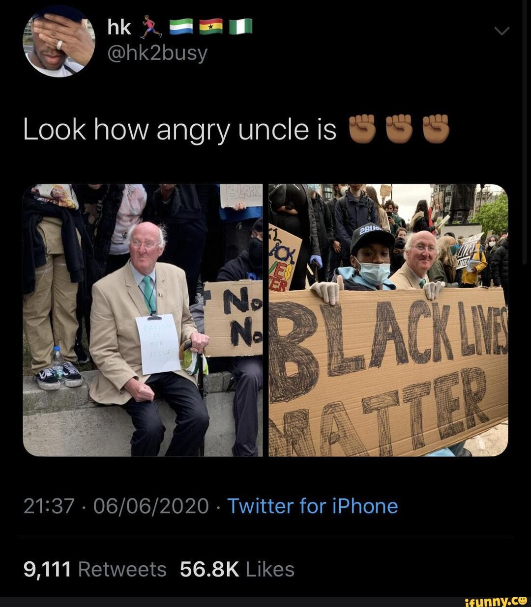 Look how angry uncle is - Twitter for iPhone - iFunny