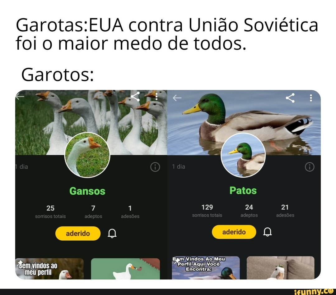 Garotas:EUA contra União Soviética
foi o maior medo de todos.
Garotos: