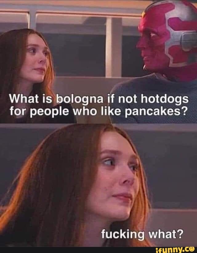 What is bologna if not hotdogs for people who like pancakes?
fucking what?