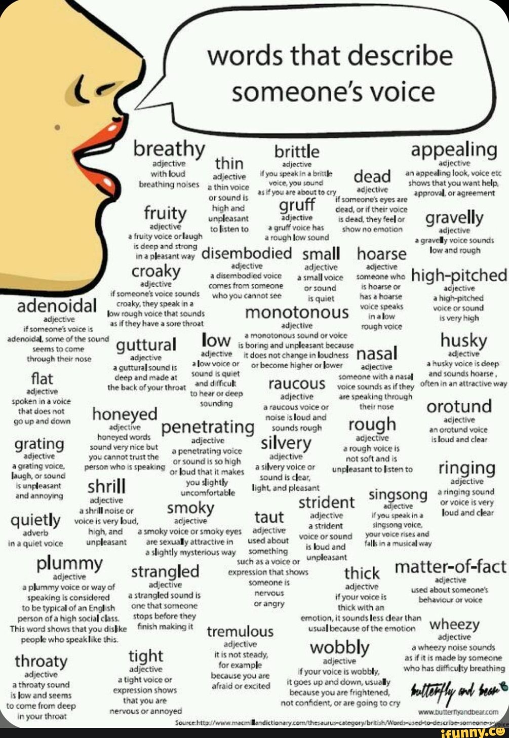 Words that describe someone's voice appealing adjective breath ...