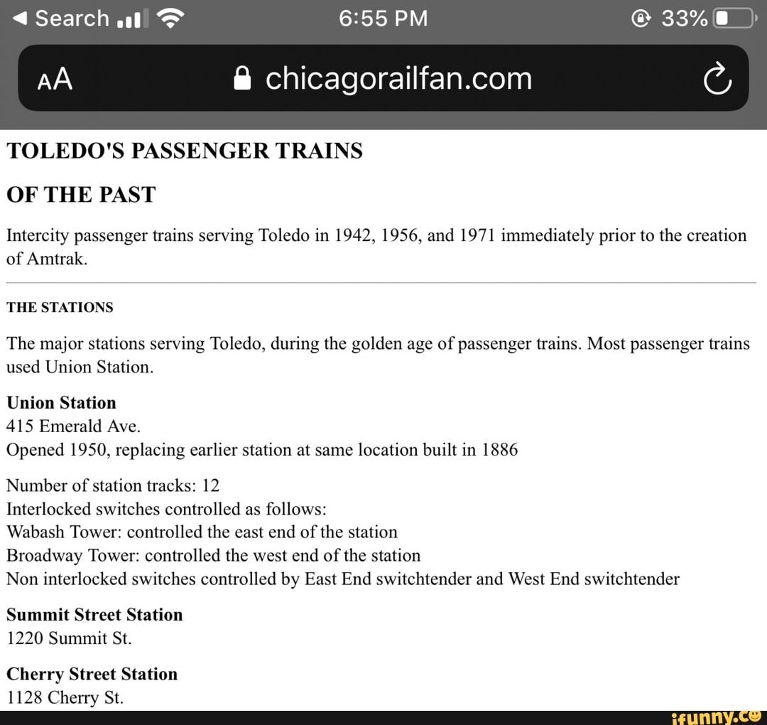 AA a TOLEDO'S PASSENGER TRAINS OF THE PAST Intercity