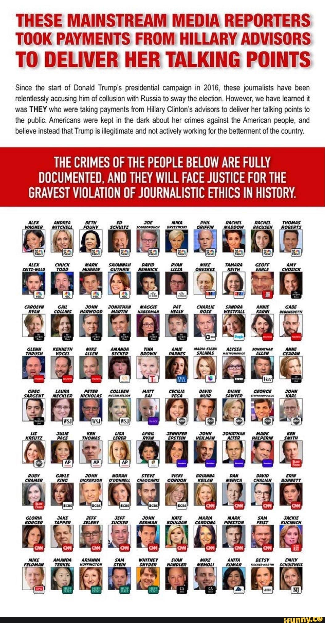 THESE MAINSTREAM MEDIA REPORTERS TOOK PAYMENTS FROM