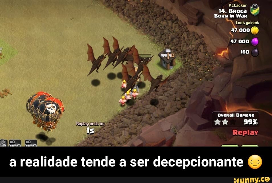 Attacker
14. Broca
Born in War
Loot gained:
000 @
47000
Overall Damage ww 39%
Replay
a realidade a ser srdecapclonanta - a realidade tende a ser decepcionante 😔