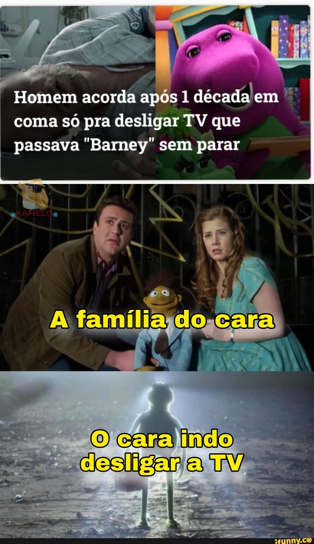 Homem acorda após 1 década em coma so pra desligar TV que passava Barney sem parar
cara
deslizar