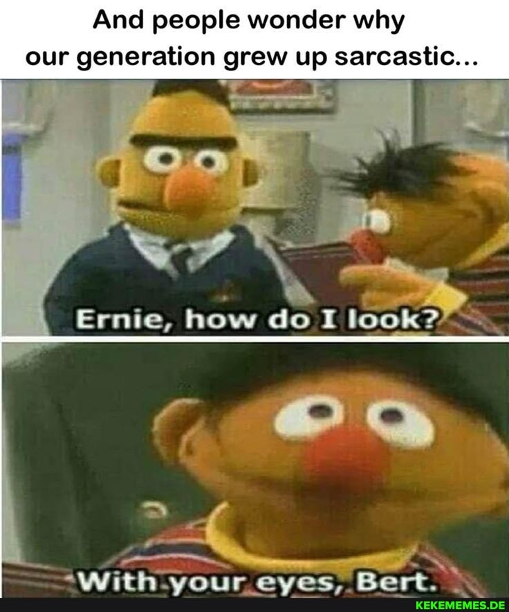 And people wonder why our generation grew up sarcastic... , Ernie, how FOUE Bert