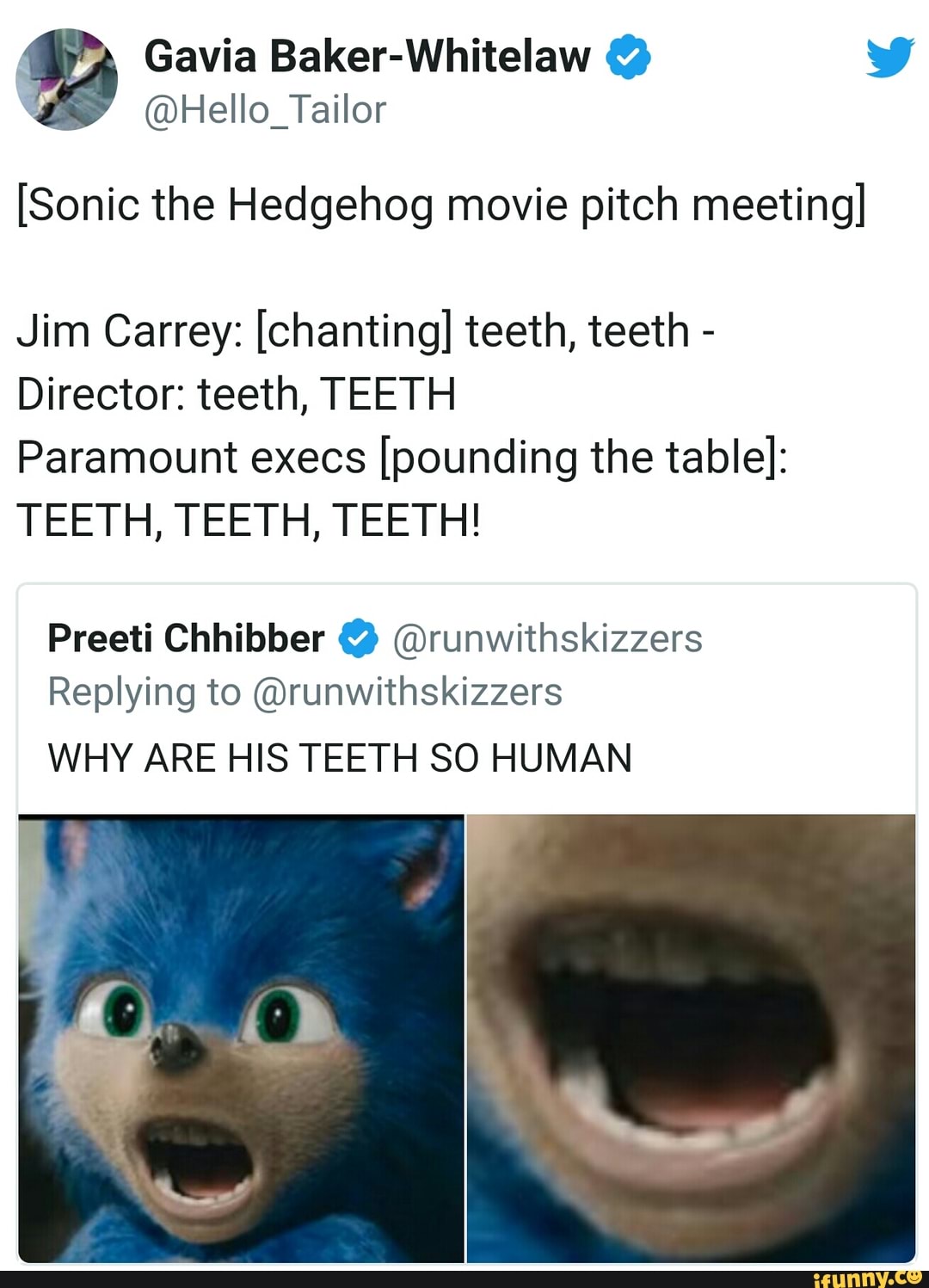 @Hello_Tailor [Sonic the Hedgehog movie pitch meeting] Jim Carrey ...