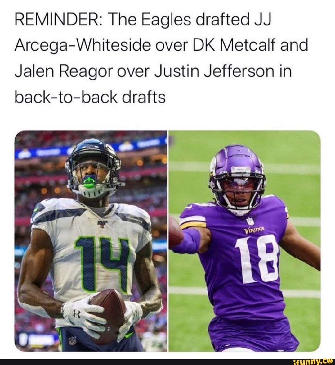 DK Metcalf has more touchdowns then JJ Arcega-Whiteside has career  receptions. JJ was also drafted the same year (2019), the same round (2)  and 7 picks before DK. : r/eagles