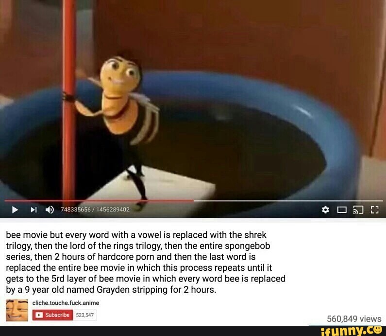 Bee movie but every word with a vowel is replaced with the shrek ...