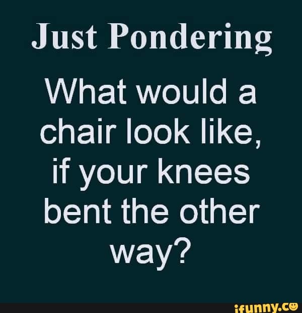 Just Pondering What would chair look like, if your knees bent the other