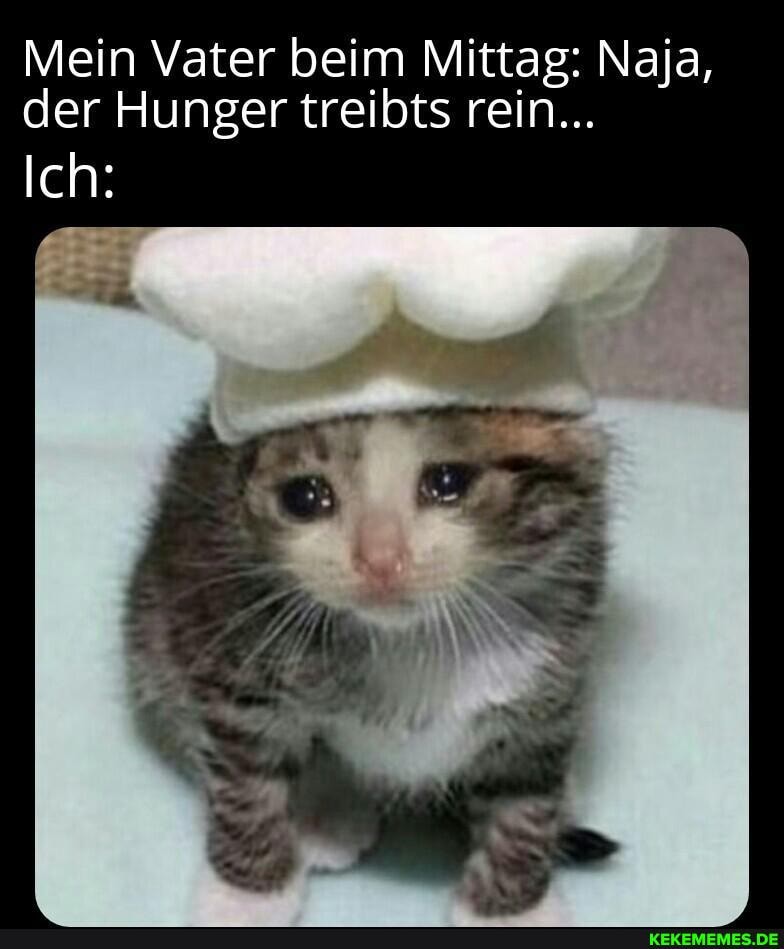 Mein Vater beim Mittag: Naja, der Hunger treibts rein...
Ich: