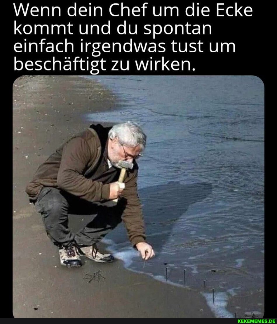 Wenn dein Chef um die Ecke kommt und du spontan einfach irgendwas tust um beschäftigt zu wirken.