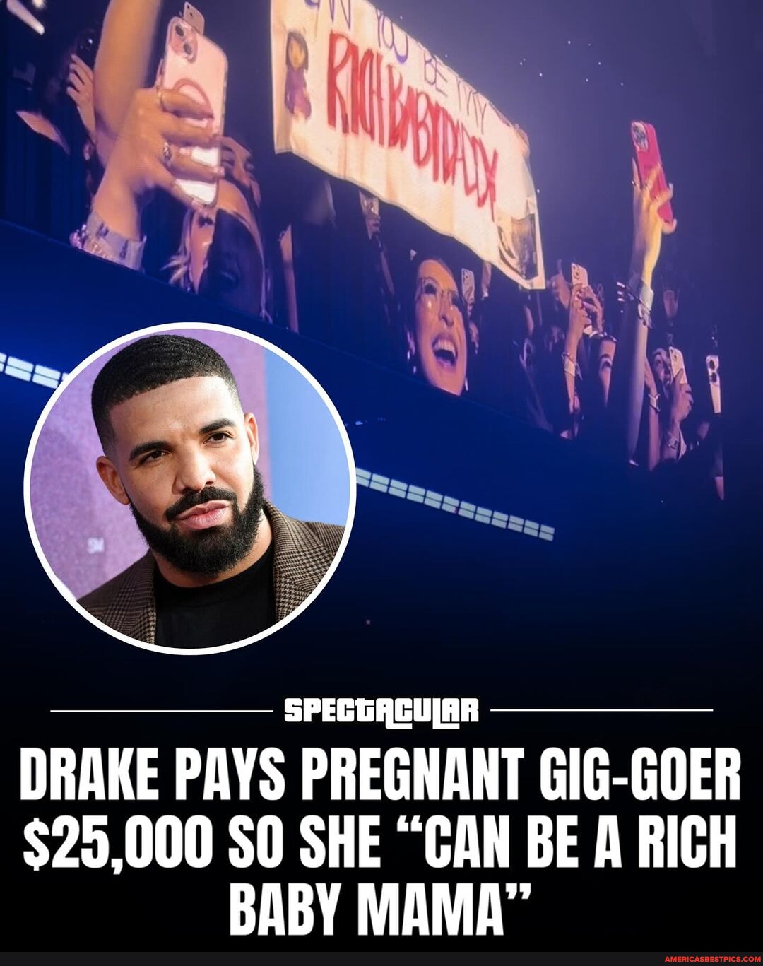 Swipe Drake sends a pregnant fan after she held up a poster saying Im(01)