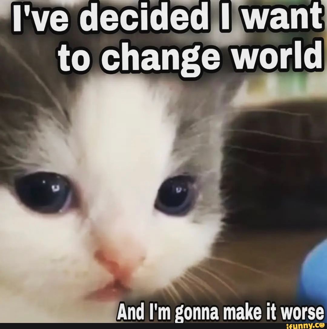 I Ve Decided To Change World And I M Gonna Make It Worse