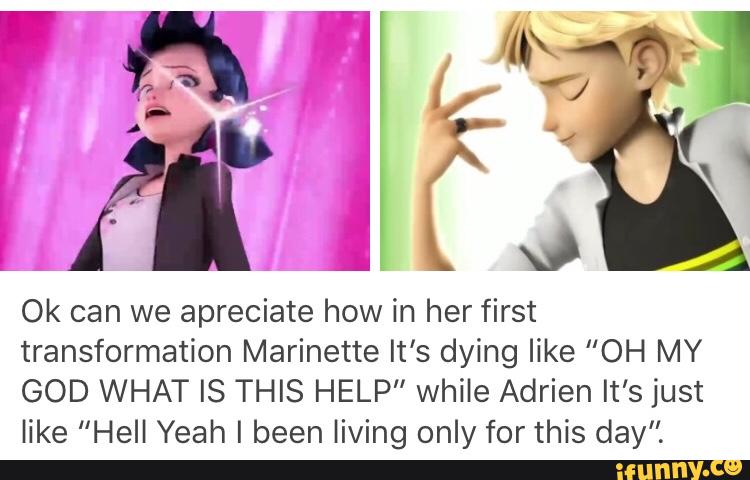 Ok can we apreciate how in her first transformation Marinette It's ...