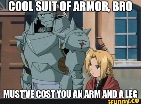 COOL SUIT OF ARMOR, BRO
MUST'VE COST YOU AN ARM AND ALEG