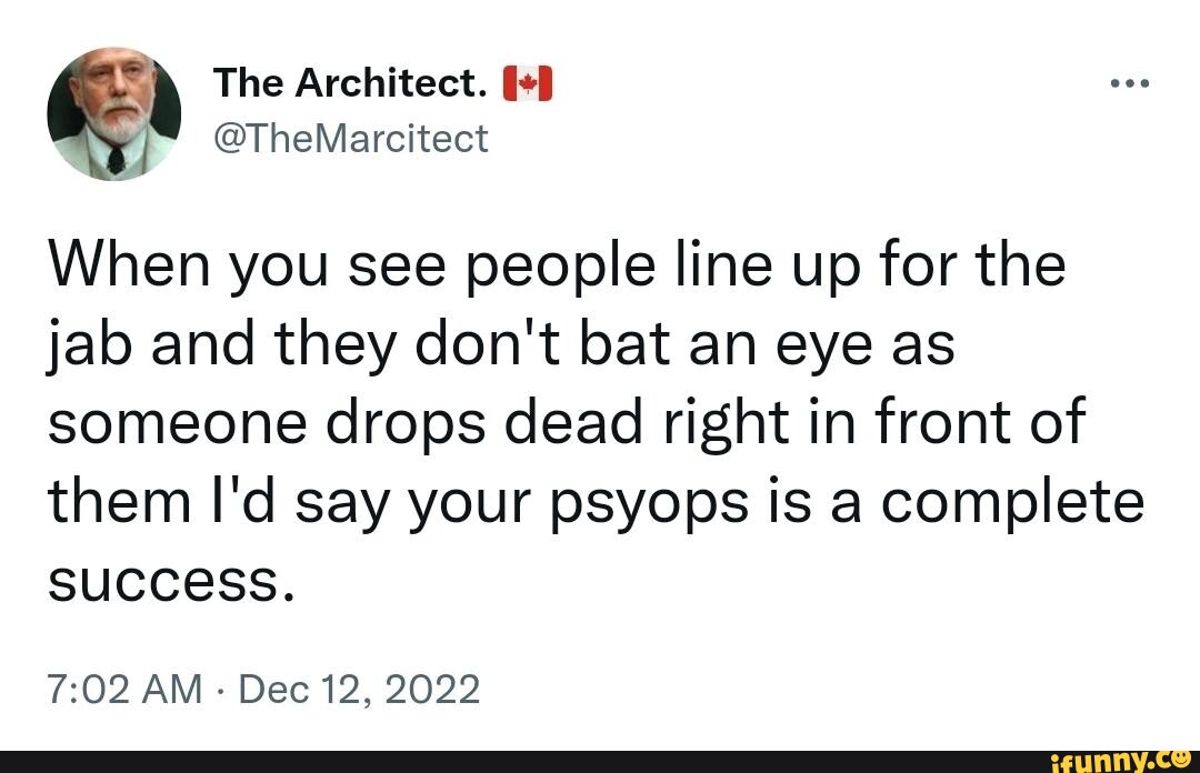 The Architect. TheMarcitect When you see people line up for the jab